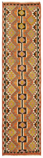 Herki Eskitme Multi Pamuk Üzerine Yün El Dokuma Kilim-089x378