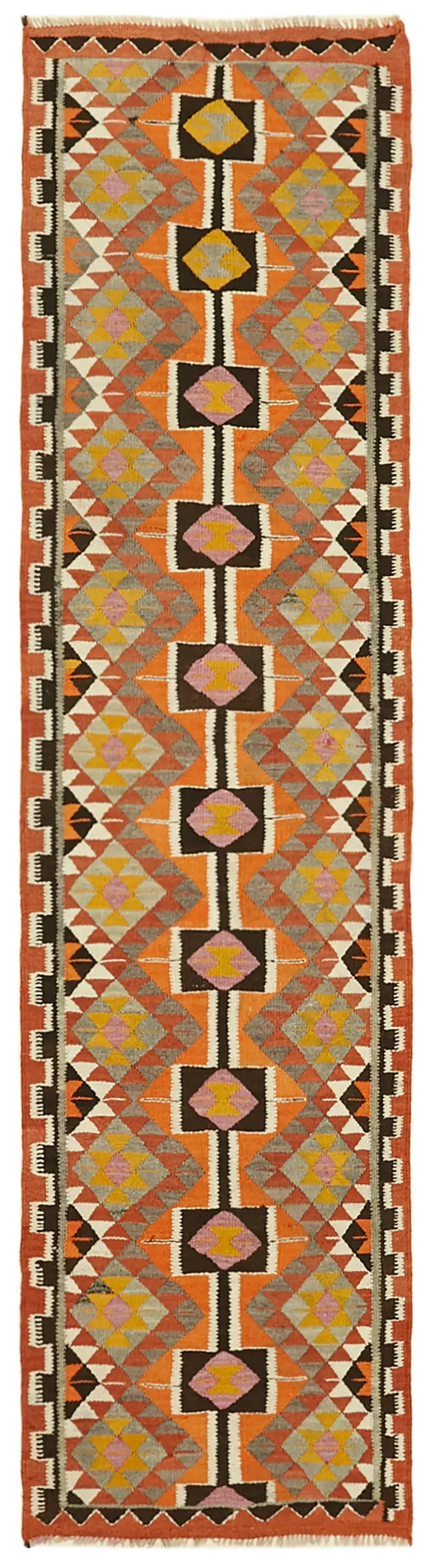 Herki Eskitme Multi Pamuk Üzerine Yün El Dokuma Kilim-089x378 - Görsel 1
