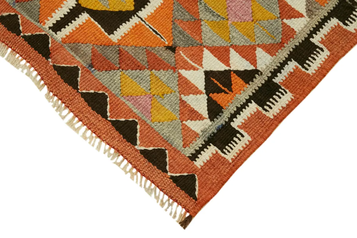 Herki Eskitme Multi Pamuk Üzerine Yün El Dokuma Kilim-089x378 - Görsel 4