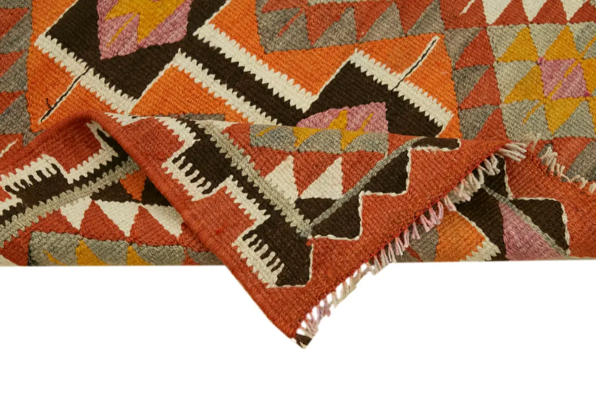 Herki Eskitme Multi Pamuk Üzerine Yün El Dokuma Kilim-089x378 - Görsel 6
