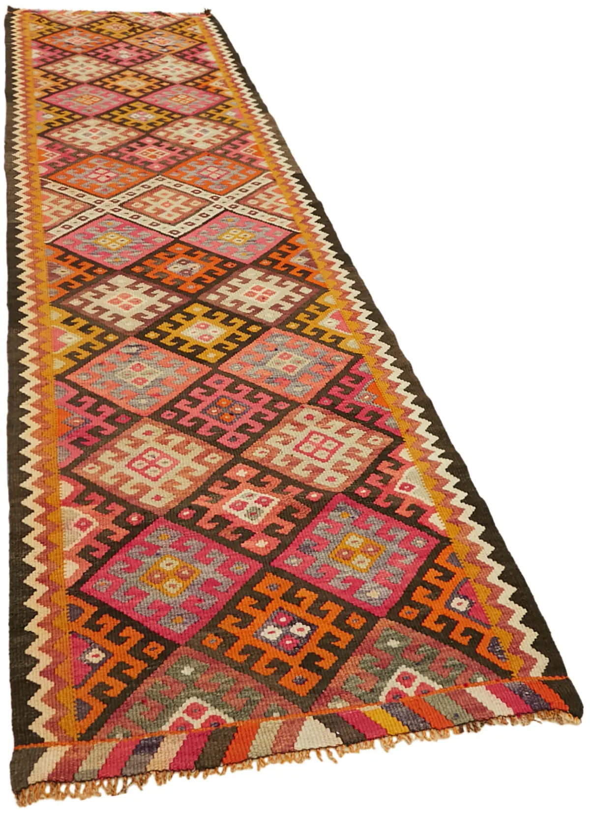 Herki Eskitme Multi Pamuk Üzerine Yün El Dokuma Kilim-100x380 - Görsel 2