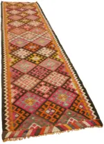 Herki Eskitme Multi Pamuk Üzerine Yün El Dokuma Kilim-100x380 - Görsel 2