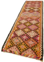 Herki Eskitme Multi Pamuk Üzerine Yün El Dokuma Kilim-100x380 - Görsel 3