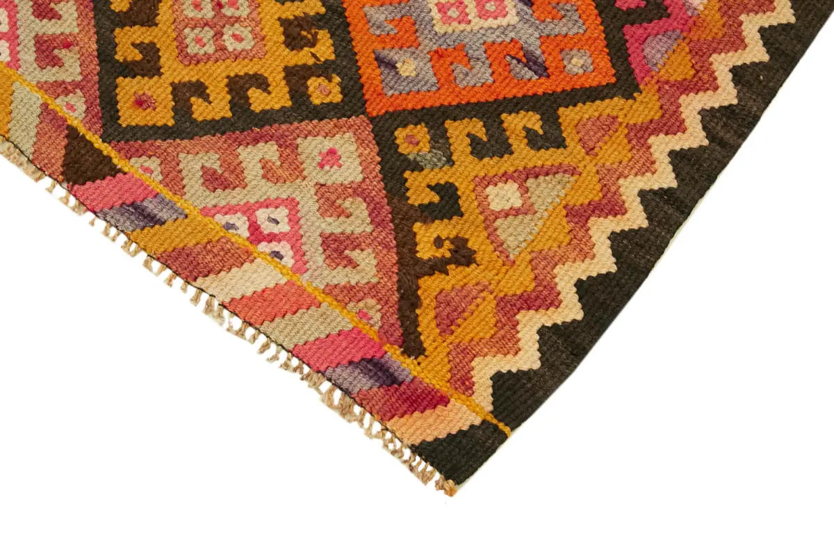 Herki Eskitme Multi Pamuk Üzerine Yün El Dokuma Kilim-100x380 - Görsel 4