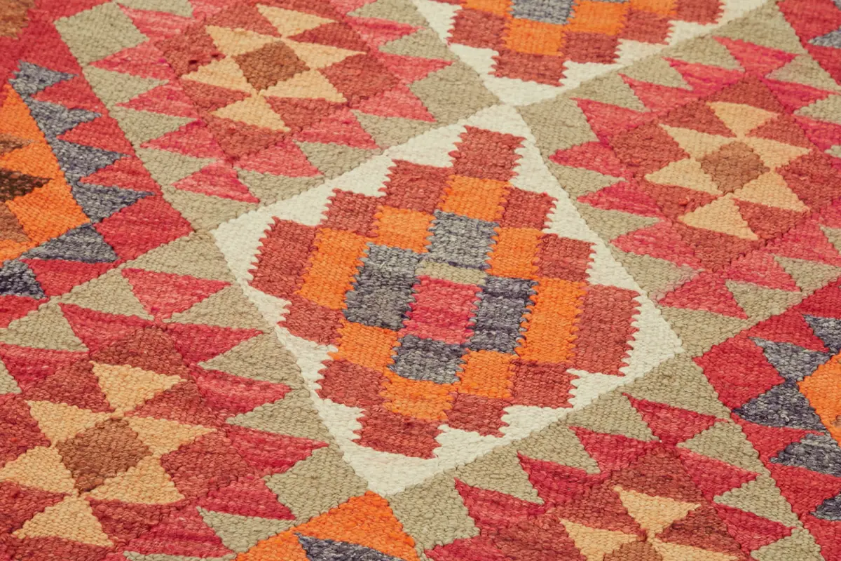 Herki Eskitme Multi Pamuk Üzerine Yün El Dokuma Kilim-098x322 - Görsel 5