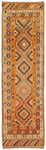 Herki Eskitme Multi Pamuk Üzerine Yün El Dokuma Kilim-097x307