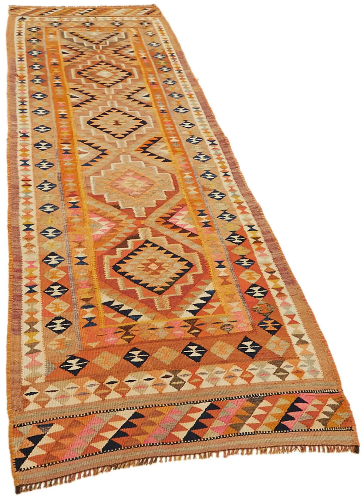 Herki Eskitme Multi Pamuk Üzerine Yün El Dokuma Kilim-097x307 - Görsel 2