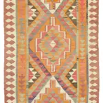 Herki Eskitme Multi Pamuk Üzerine Yün El Dokuma Kilim-107x342