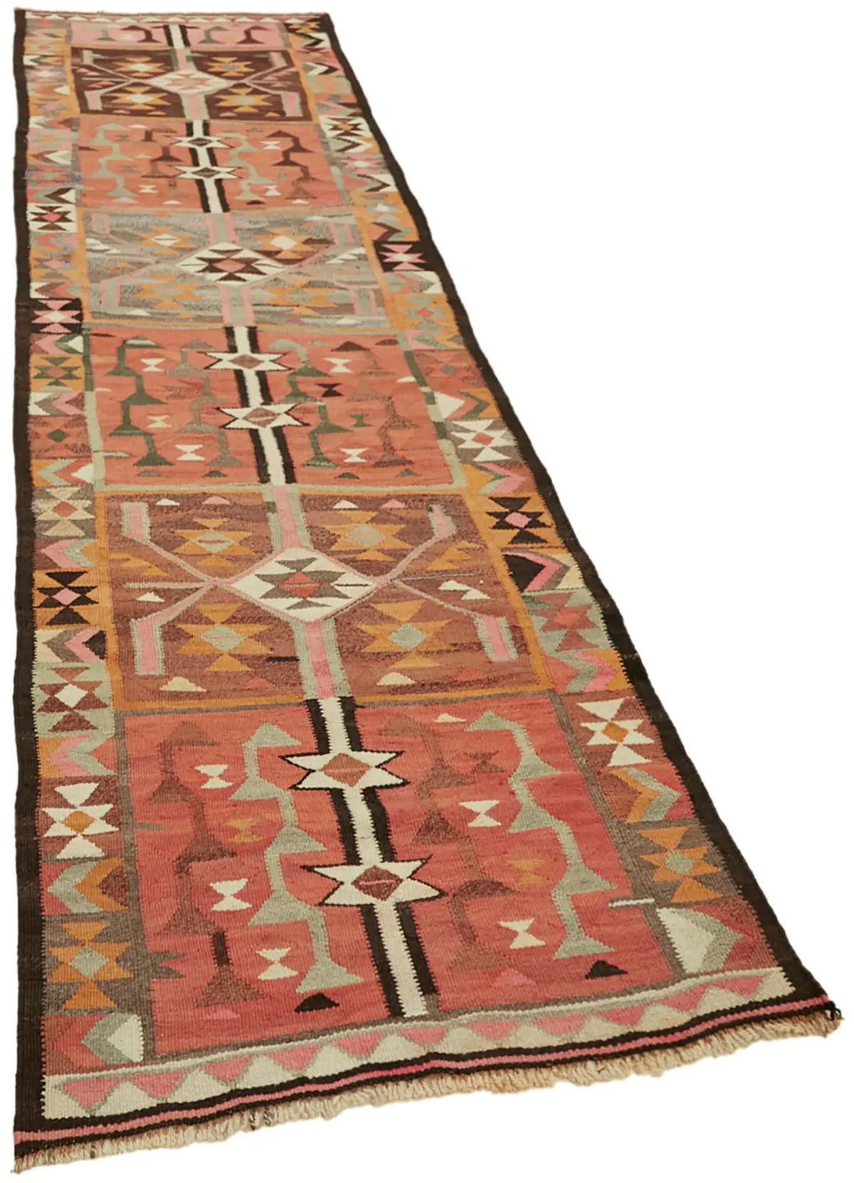 Herki Eskitme Multi Pamuk Üzerine Yün El Dokuma Kilim-093x344 - Görsel 2