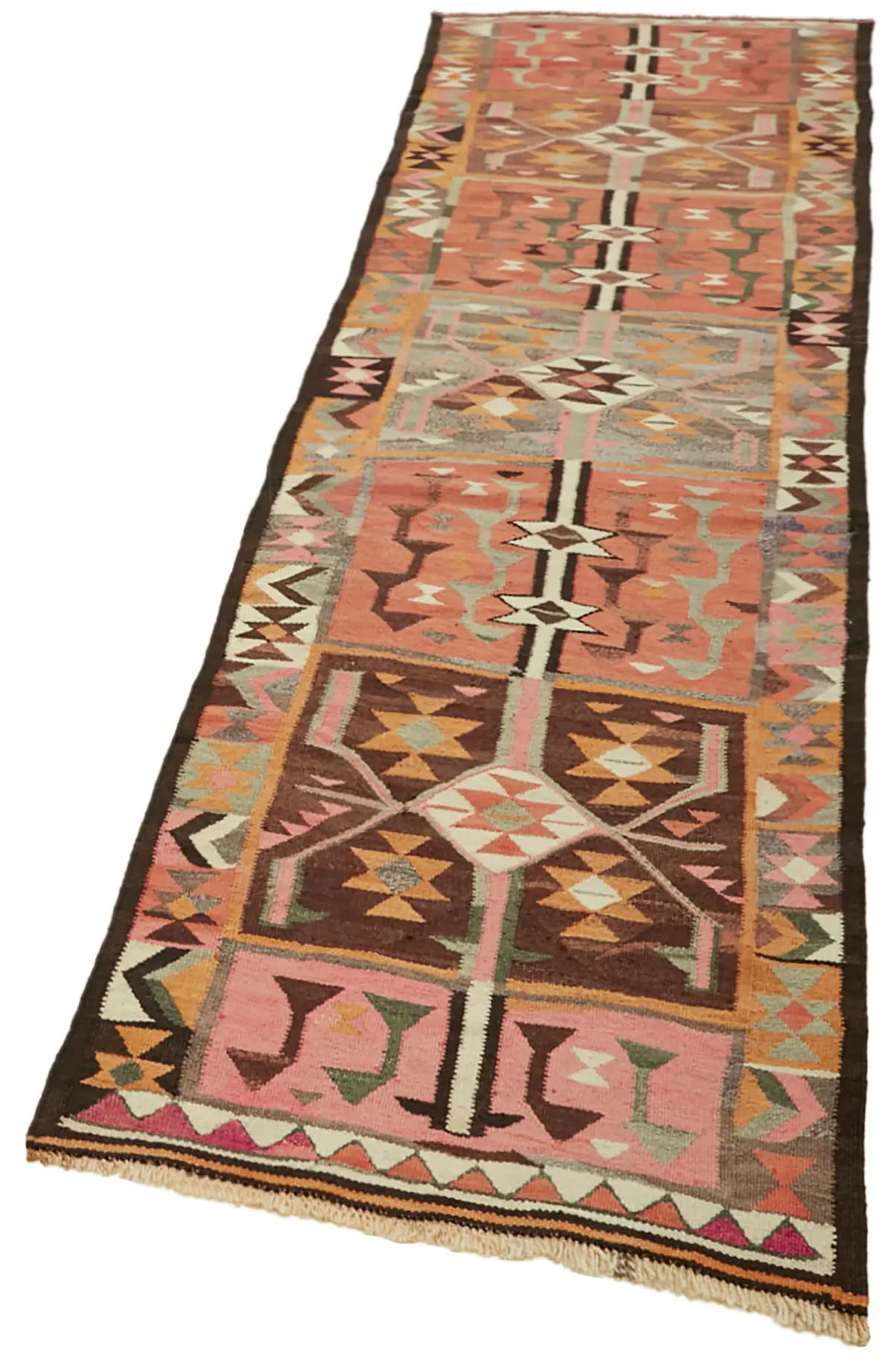 Herki Eskitme Multi Pamuk Üzerine Yün El Dokuma Kilim-093x344 - Görsel 3