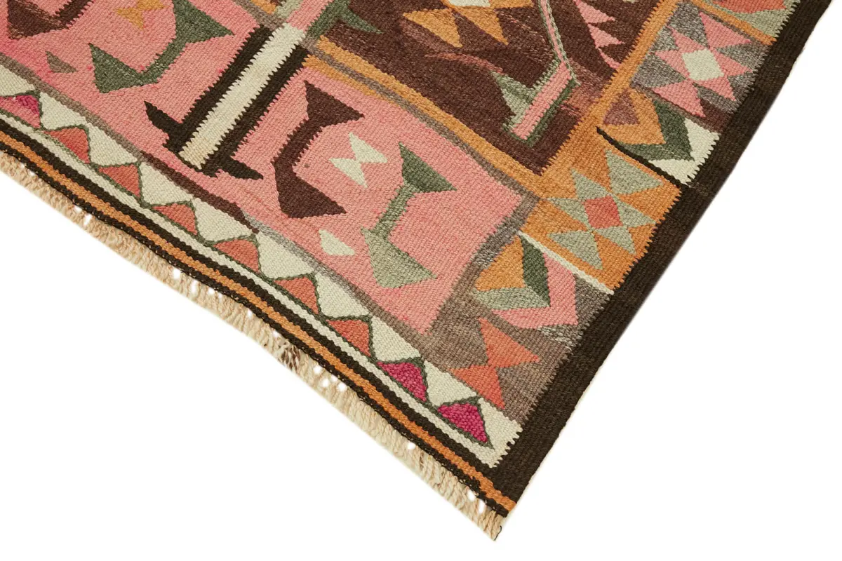 Herki Eskitme Multi Pamuk Üzerine Yün El Dokuma Kilim-093x344 - Görsel 4