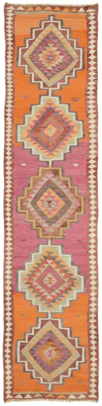 Herki Eskitme Multi Pamuk Üzerine Yün El Dokuma Kilim-100x398