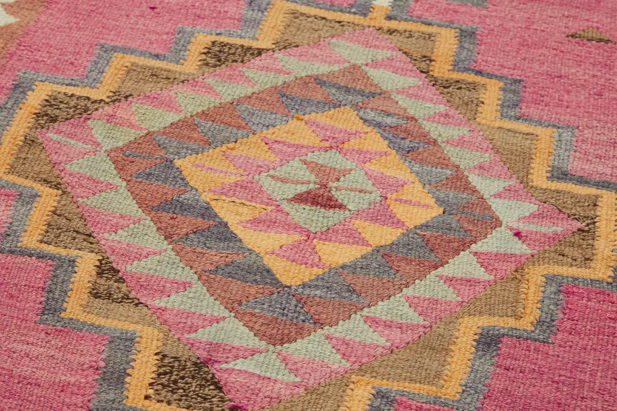 Herki Eskitme Multi Pamuk Üzerine Yün El Dokuma Kilim-100x398 - Görsel 5