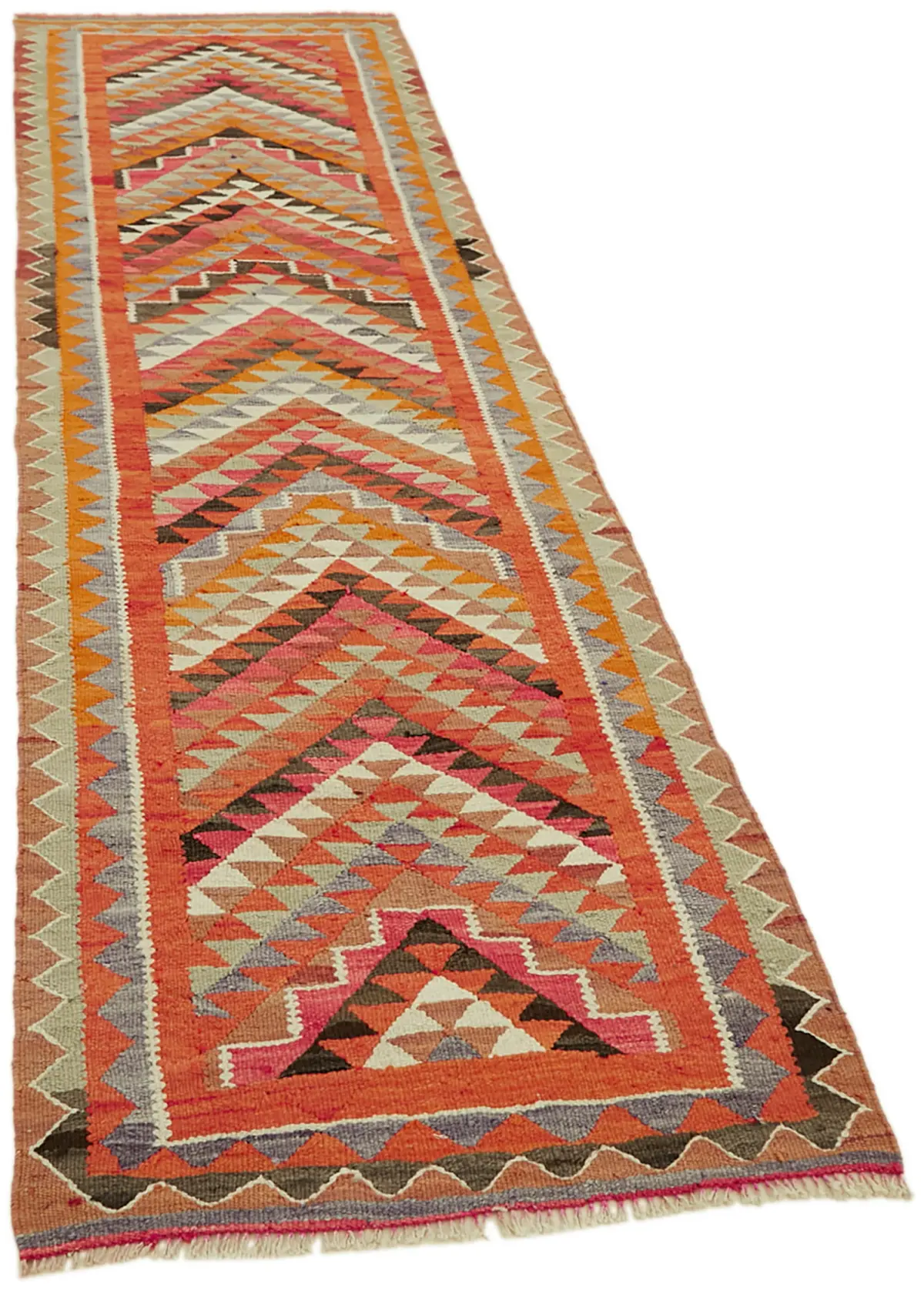 Herki Eskitme Multi Pamuk Üzerine Yün El Dokuma Kilim-092x320 - Görsel 2
