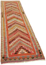 Herki Eskitme Multi Pamuk Üzerine Yün El Dokuma Kilim-092x320 - Görsel 2