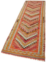 Herki Eskitme Multi Pamuk Üzerine Yün El Dokuma Kilim-092x320 - Görsel 3