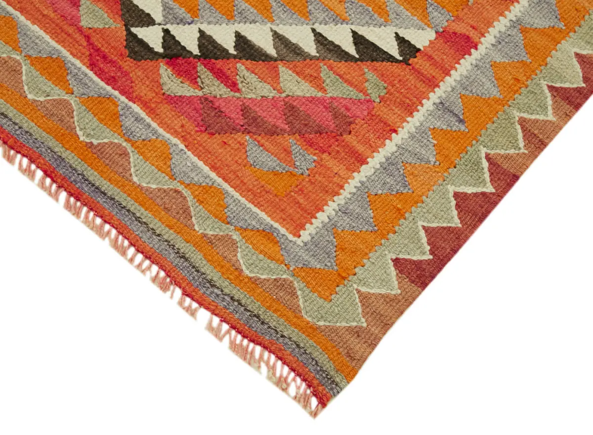 Herki Eskitme Multi Pamuk Üzerine Yün El Dokuma Kilim-092x320 - Görsel 4