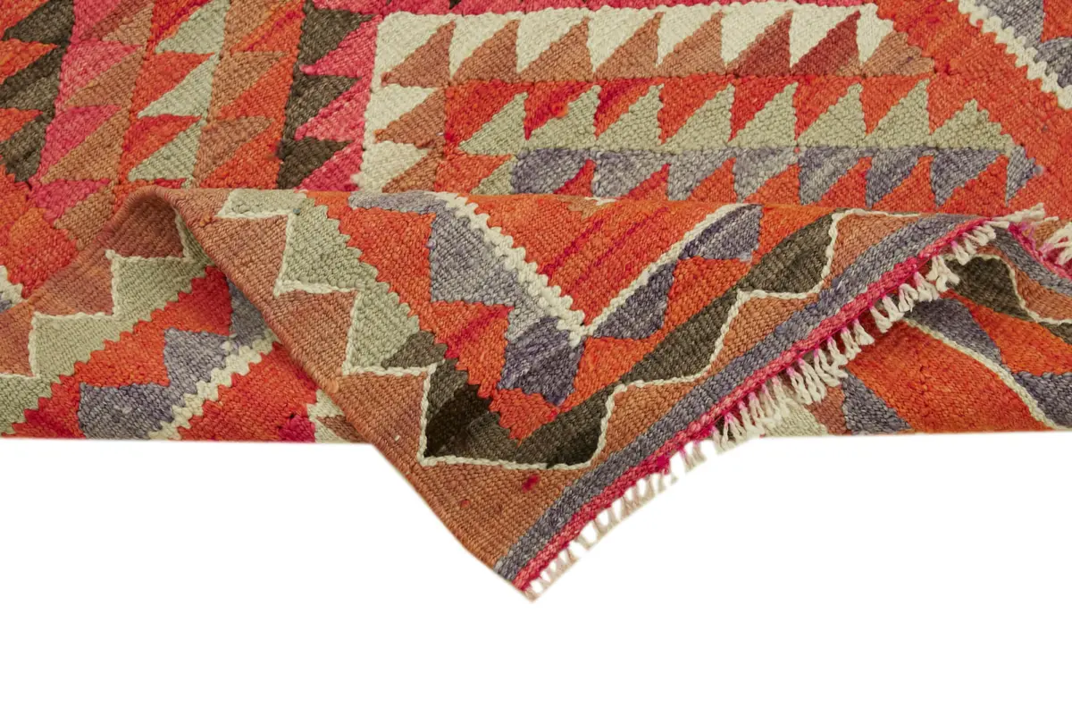 Herki Eskitme Multi Pamuk Üzerine Yün El Dokuma Kilim-092x320 - Görsel 6