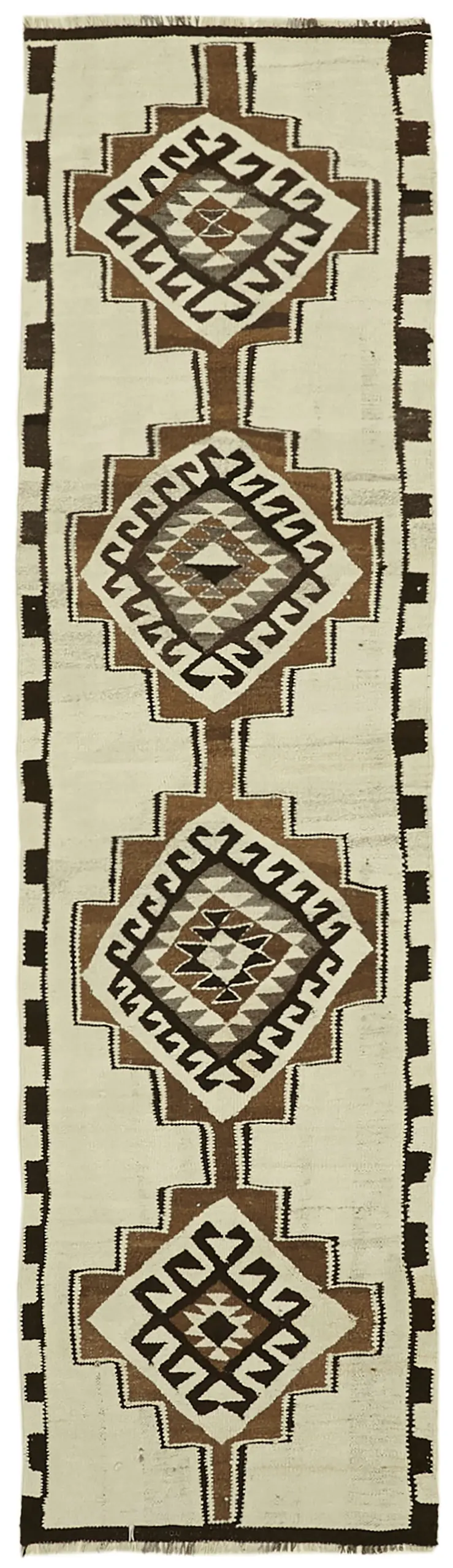 Herki Eskitme Multi Pamuk Üzerine Yün El Dokuma Kilim-090x310 - Görsel 1