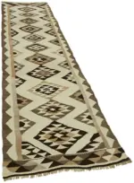 Herki Eskitme Multi Pamuk Üzerine Yün El Dokuma Kilim-087x334 - Görsel 2