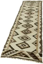 Herki Eskitme Multi Pamuk Üzerine Yün El Dokuma Kilim-087x334 - Görsel 3