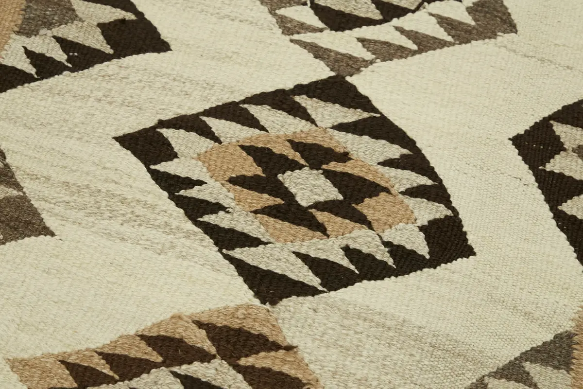 Herki Eskitme Multi Pamuk Üzerine Yün El Dokuma Kilim-087x334 - Görsel 5
