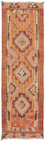 Herki Eskitme Multi Pamuk Üzerine Yün El Dokuma Kilim-092x286
