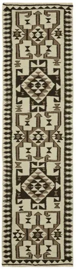 Herki Eskitme Multi Pamuk Üzerine Yün El Dokuma Kilim-092x325