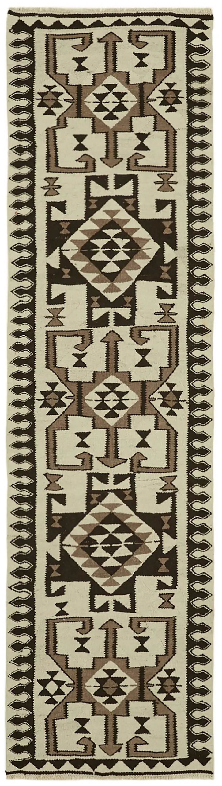 Herki Eskitme Multi Pamuk Üzerine Yün El Dokuma Kilim-092x325 - Görsel 1