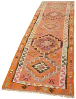 Herki Eskitme Multi Pamuk Üzerine Yün El Dokuma Kilim-103x351 - Görsel 3