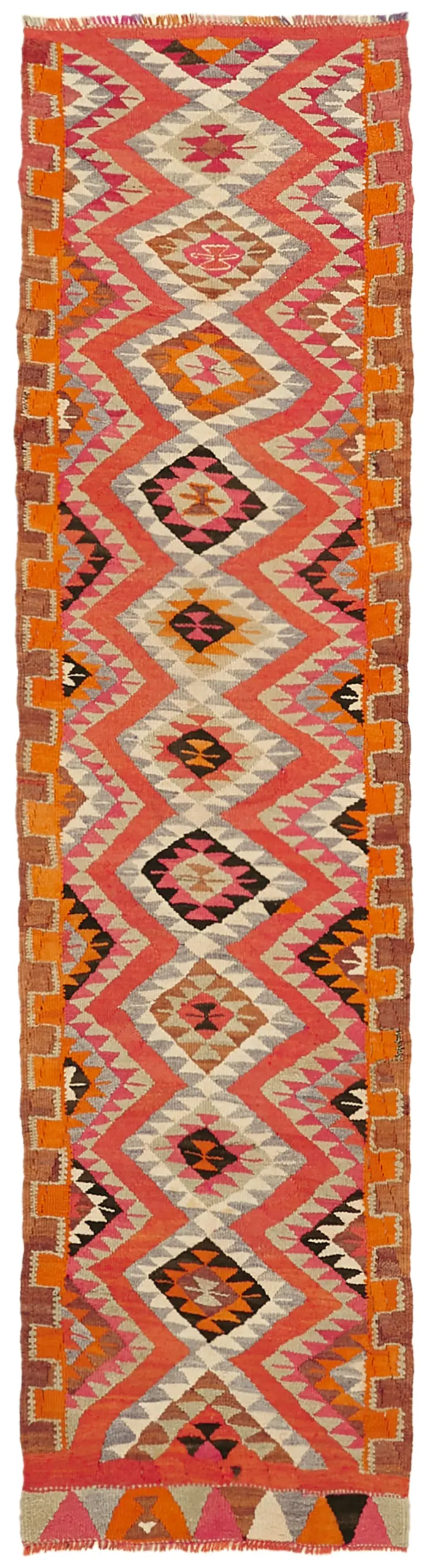 Herki Eskitme Multi Pamuk Üzerine Yün El Dokuma Kilim-095x337 - Görsel 1