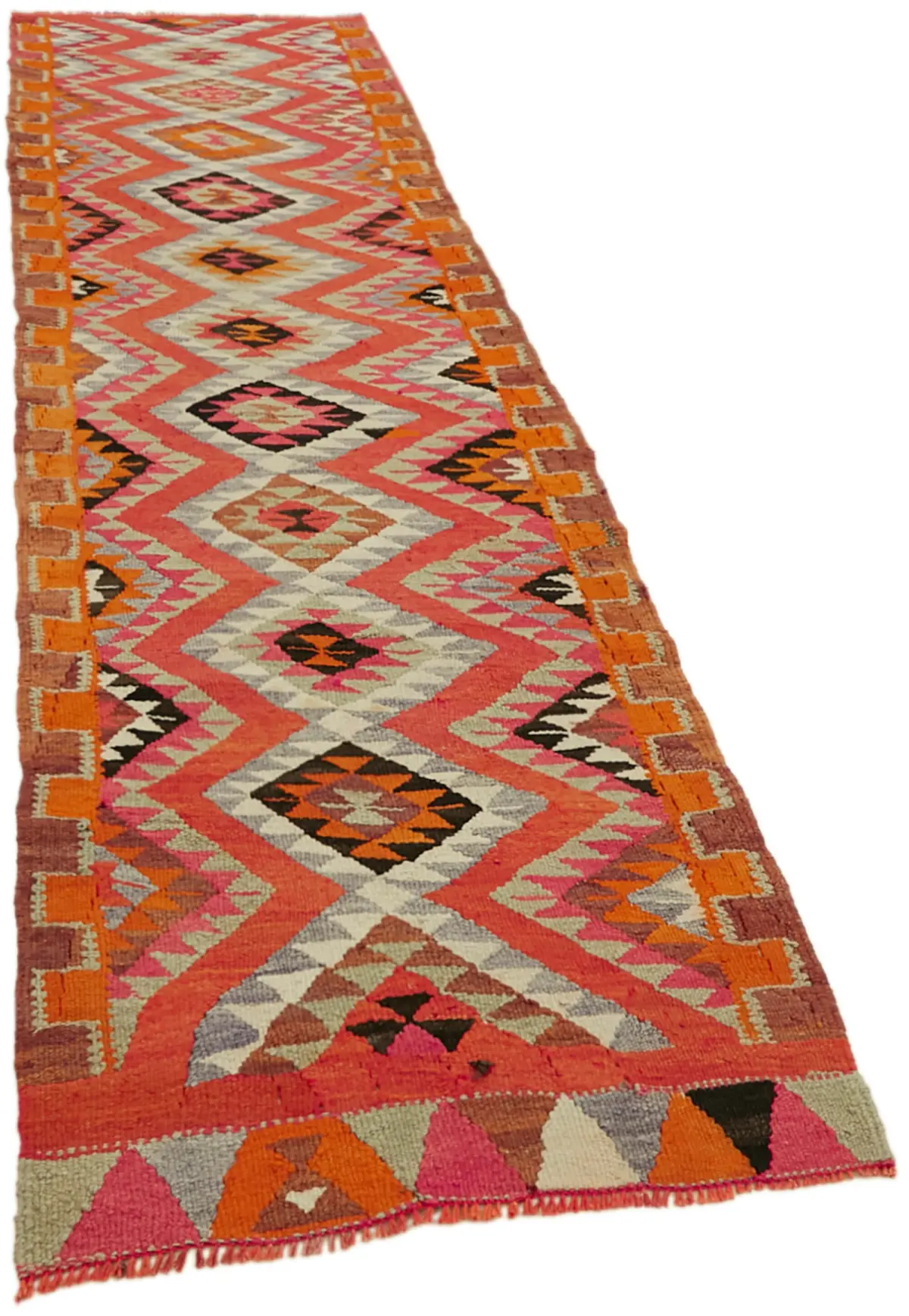 Herki Eskitme Multi Pamuk Üzerine Yün El Dokuma Kilim-095x337 - Görsel 2