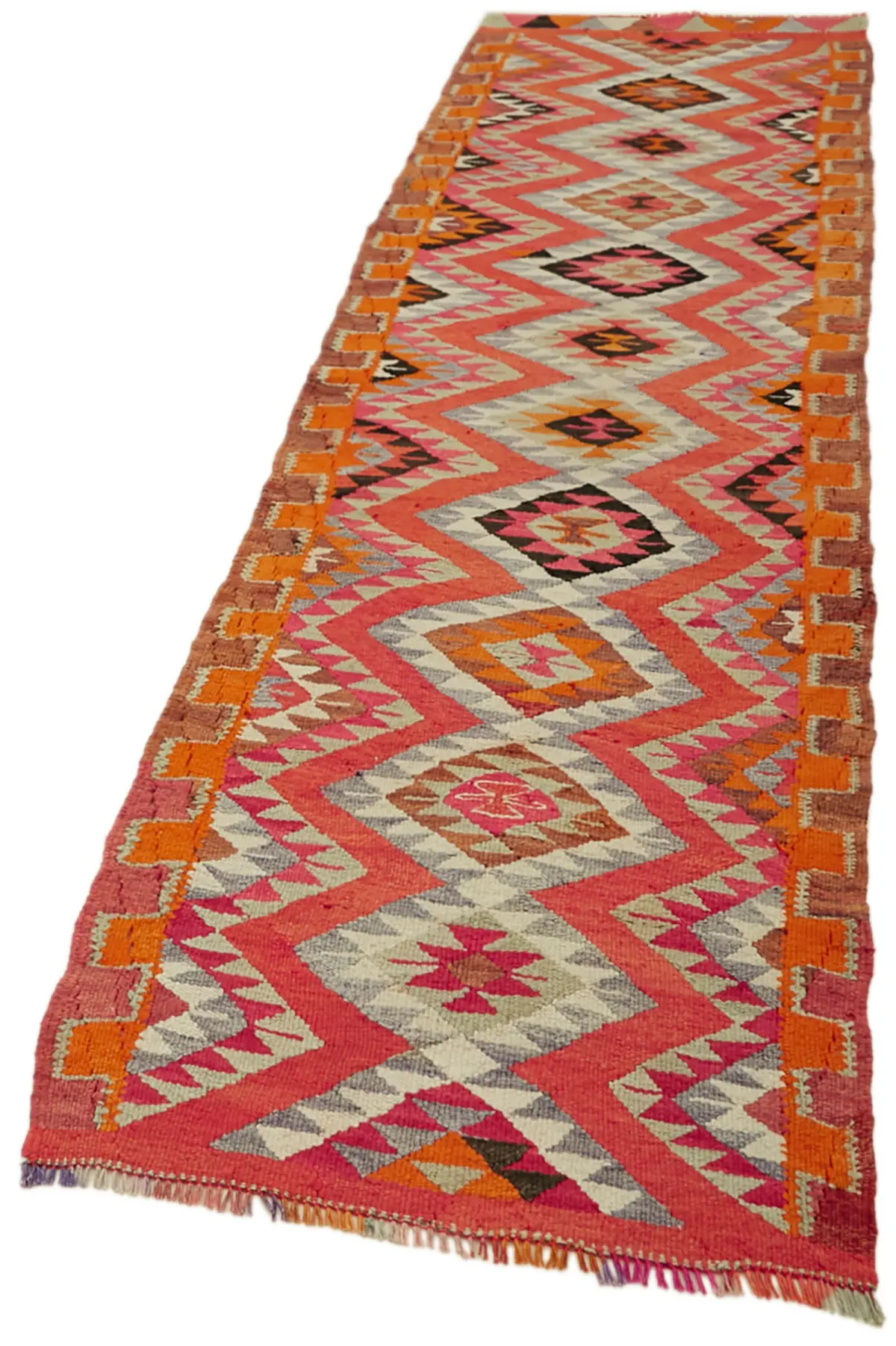 Herki Eskitme Multi Pamuk Üzerine Yün El Dokuma Kilim-095x337 - Görsel 3