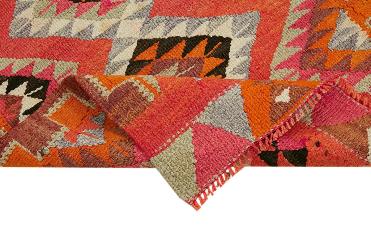 Herki Eskitme Multi Pamuk Üzerine Yün El Dokuma Kilim-095x337 - Görsel 6