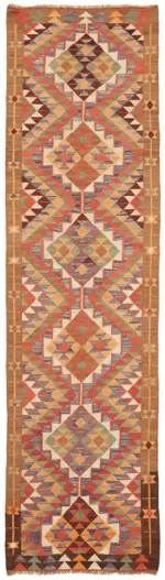 Herki Eskitme Multi Pamuk Üzerine Yün El Dokuma Kilim-106x358