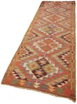 Herki Eskitme Multi Pamuk Üzerine Yün El Dokuma Kilim-106x358 - Görsel 3