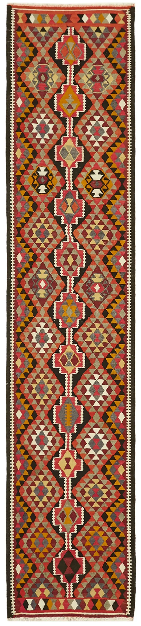 Herki Eskitme Multi Pamuk Üzerine Yün El Dokuma Kilim-083x363 - Görsel 1