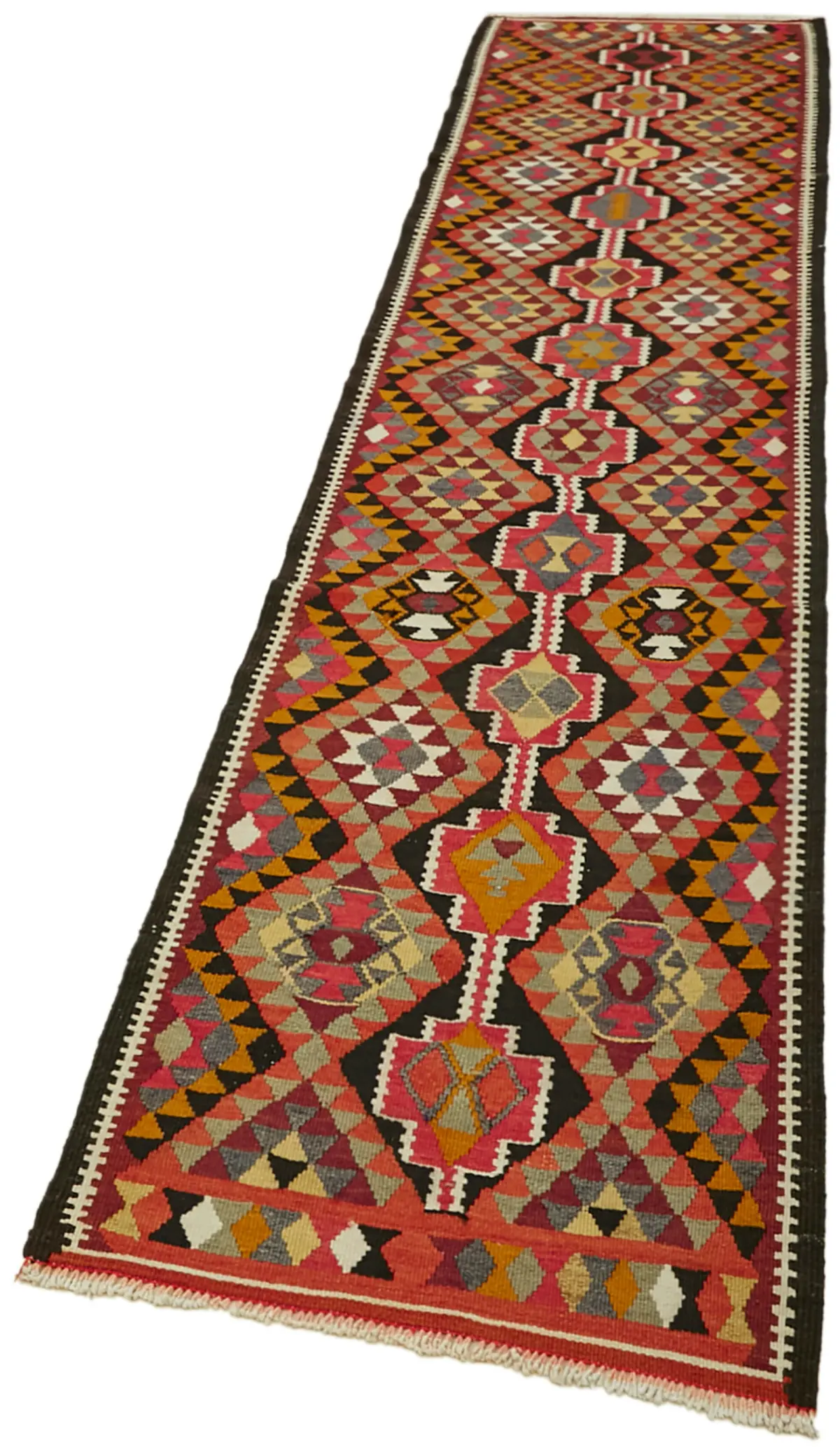 Herki Eskitme Multi Pamuk Üzerine Yün El Dokuma Kilim-083x363 - Görsel 3