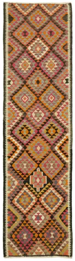 Herki Eskitme Multi Pamuk Üzerine Yün El Dokuma Kilim-090x307