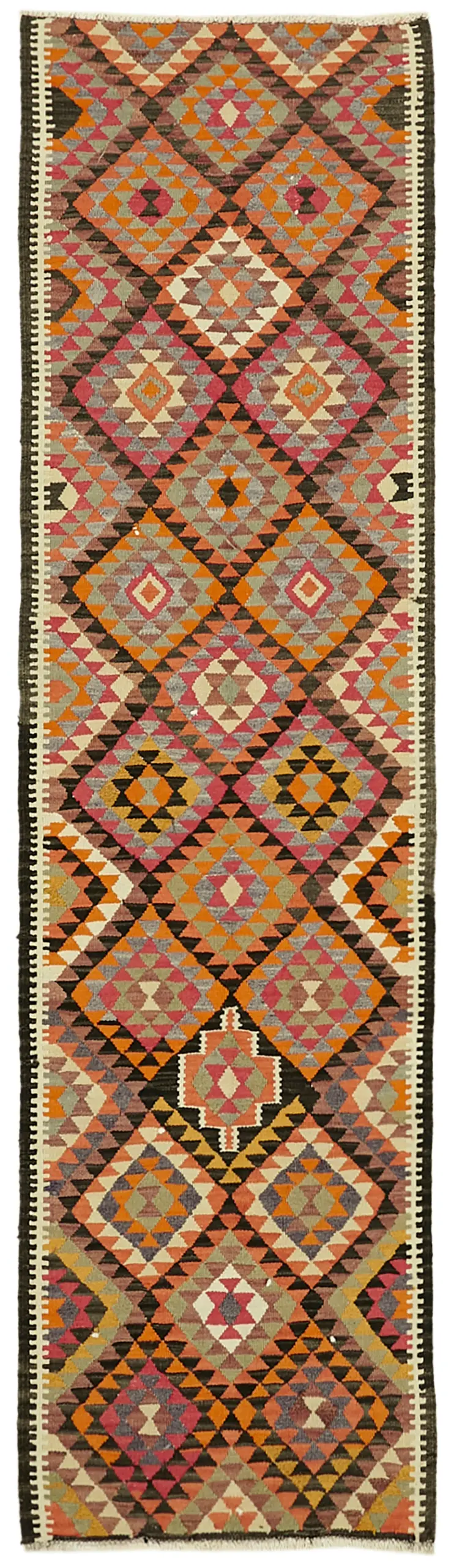 Herki Eskitme Multi Pamuk Üzerine Yün El Dokuma Kilim-090x307 - Görsel 1