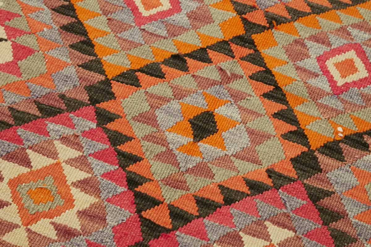 Herki Eskitme Multi Pamuk Üzerine Yün El Dokuma Kilim-090x307 - Görsel 5