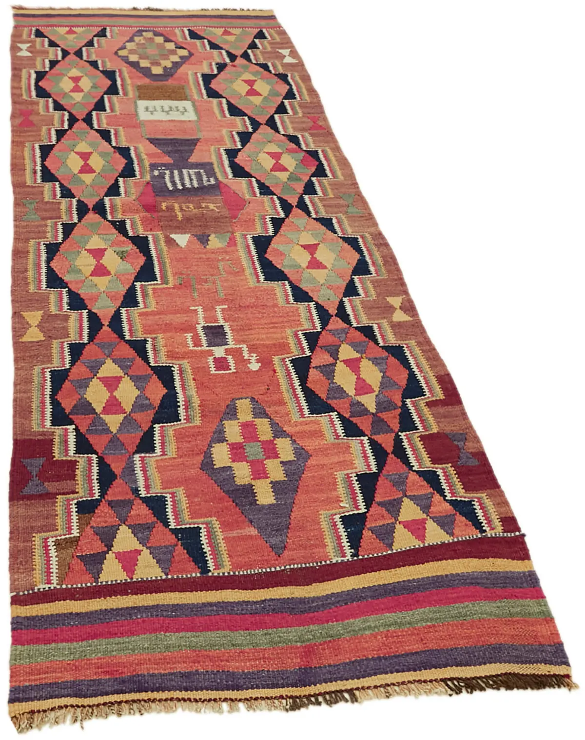 Herki Eskitme Multi Pamuk Üzerine Yün El Dokuma Kilim-100x270 - Görsel 2