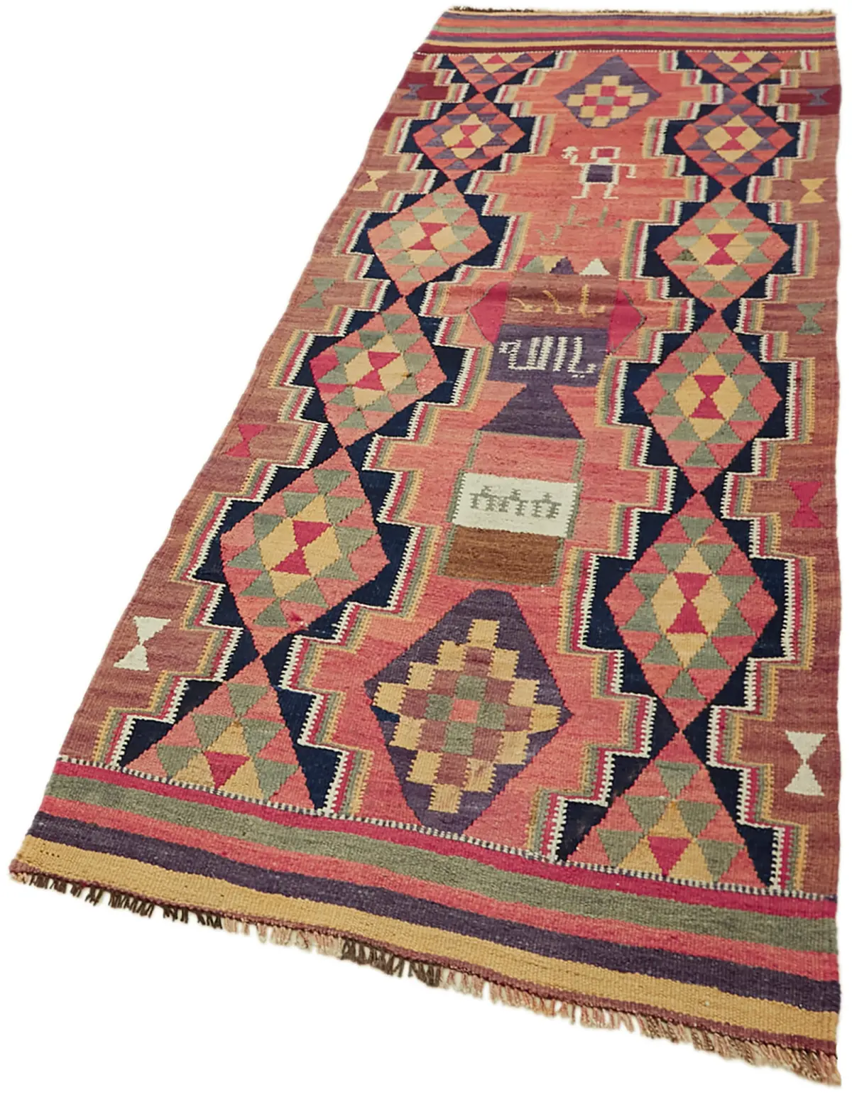 Herki Eskitme Multi Pamuk Üzerine Yün El Dokuma Kilim-100x270 - Görsel 3