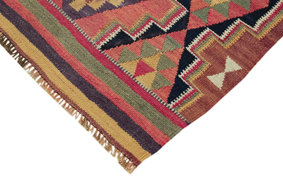 Herki Eskitme Multi Pamuk Üzerine Yün El Dokuma Kilim-100x270 - Görsel 4