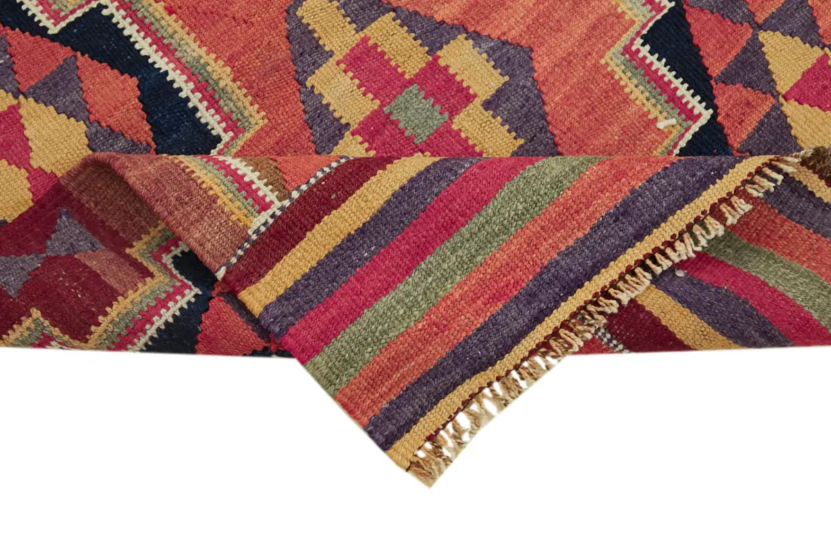 Herki Eskitme Multi Pamuk Üzerine Yün El Dokuma Kilim-100x270 - Görsel 6