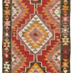 Herki Eskitme Multi Pamuk Üzerine Yün El Dokuma Kilim-100x345