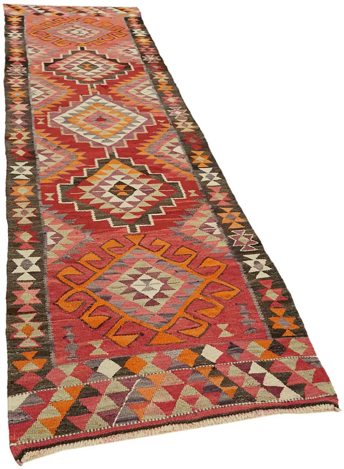 Herki Eskitme Multi Pamuk Üzerine Yün El Dokuma Kilim-100x345 - Görsel 2