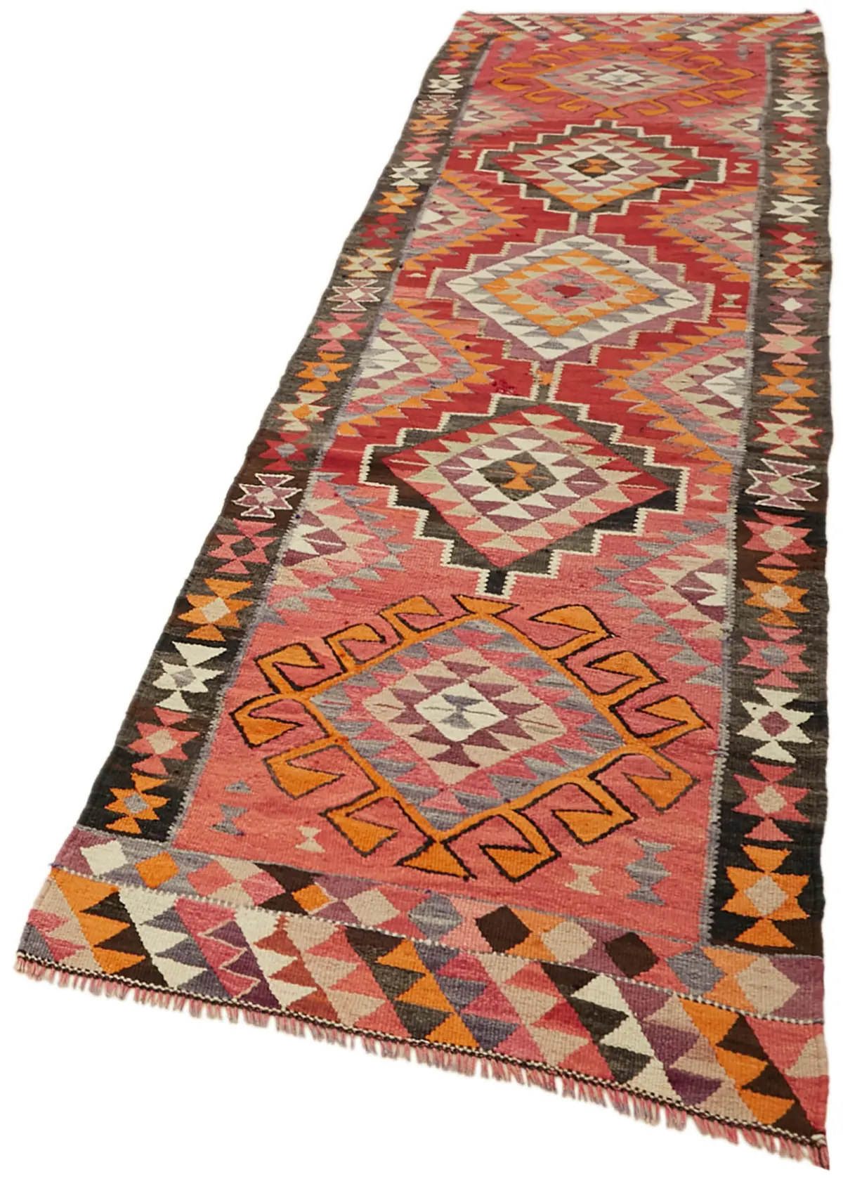Herki Eskitme Multi Pamuk Üzerine Yün El Dokuma Kilim-100x345 - Görsel 3