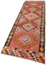 Herki Eskitme Multi Pamuk Üzerine Yün El Dokuma Kilim-100x345 - Görsel 3