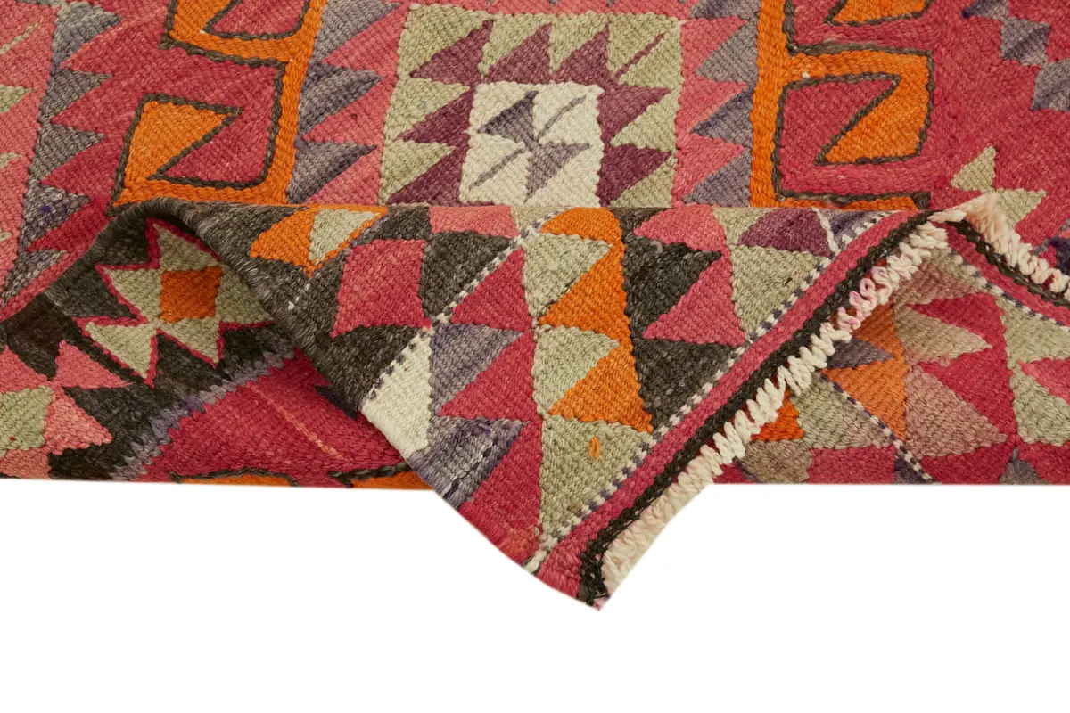 Herki Eskitme Multi Pamuk Üzerine Yün El Dokuma Kilim-100x345 - Görsel 6